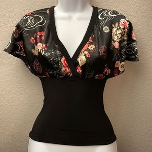 Sexy Japanese kimono style y2k stretchy size small style club top